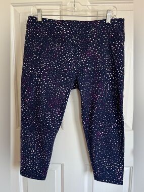 Sweaty Betty Capri Leggings - Navy with Pink & White Speckle